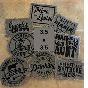 Graue ausgefranste Burlap Hat Patches, DIY Cap Patch