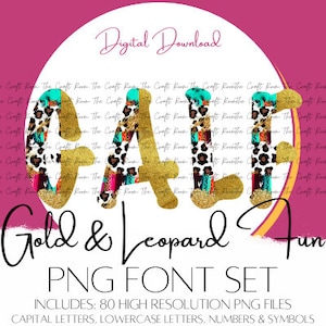Gold & Leopard Fun - Split Font - High Resolution PNG - Clipart