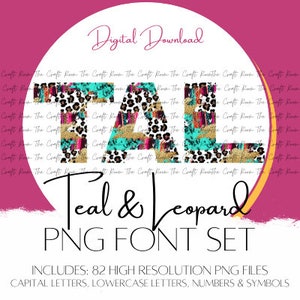 Teal & Leopard Print - Font - High Resolution PNG - Clipart