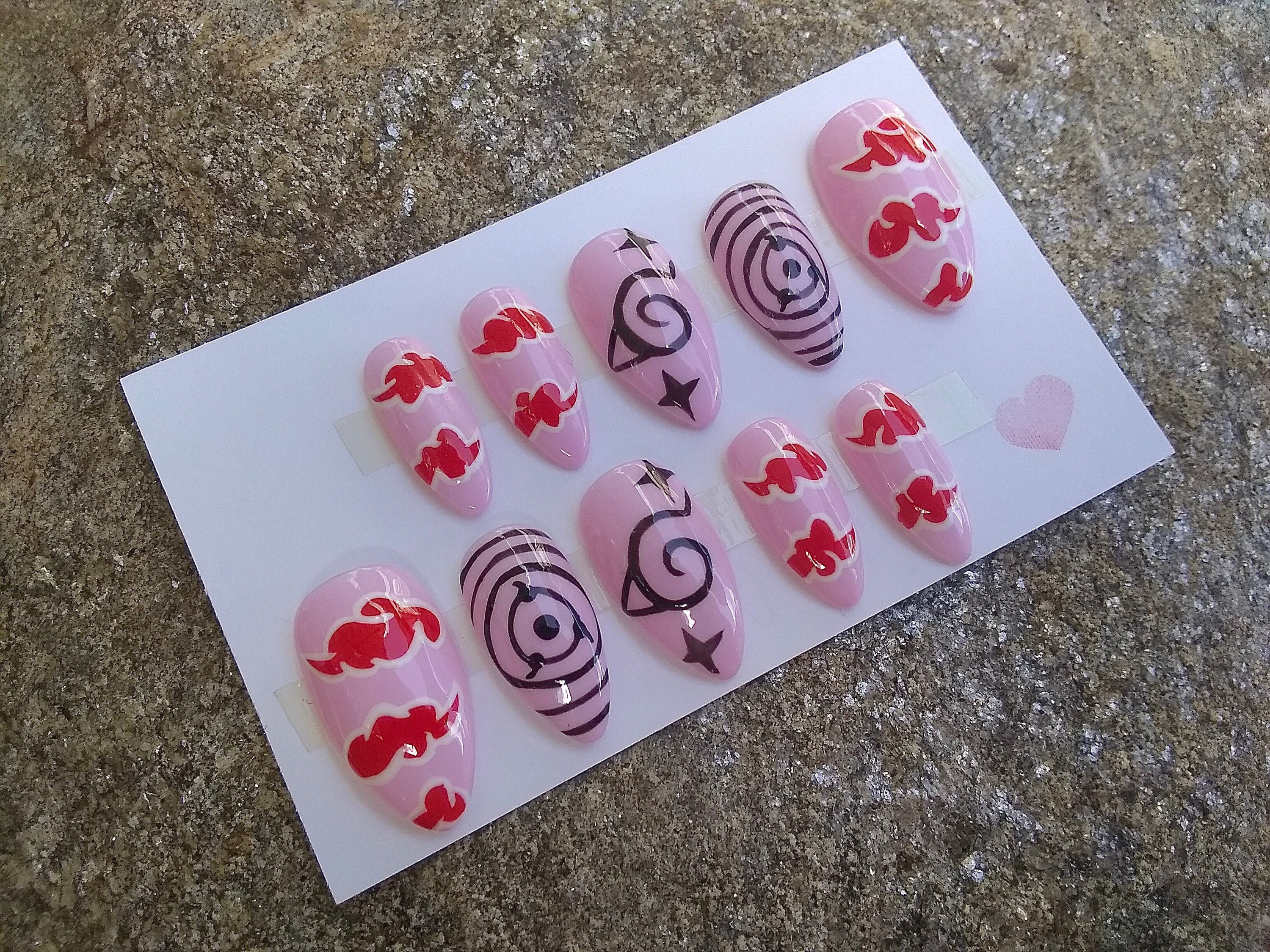 Naruto nails / akatsuki nails / press on nails Etsy