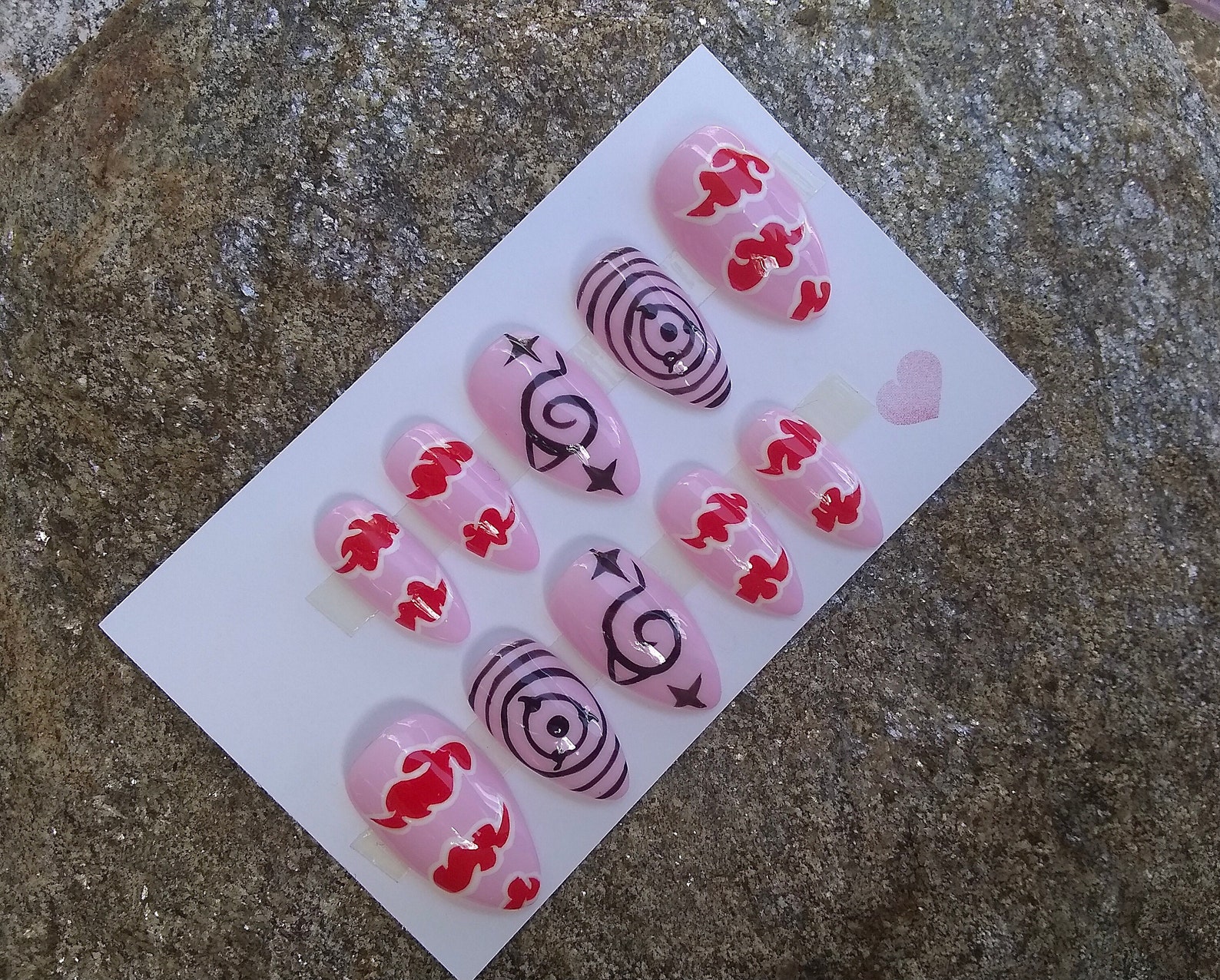 Naruto nails / akatsuki nails / press on nails Etsy