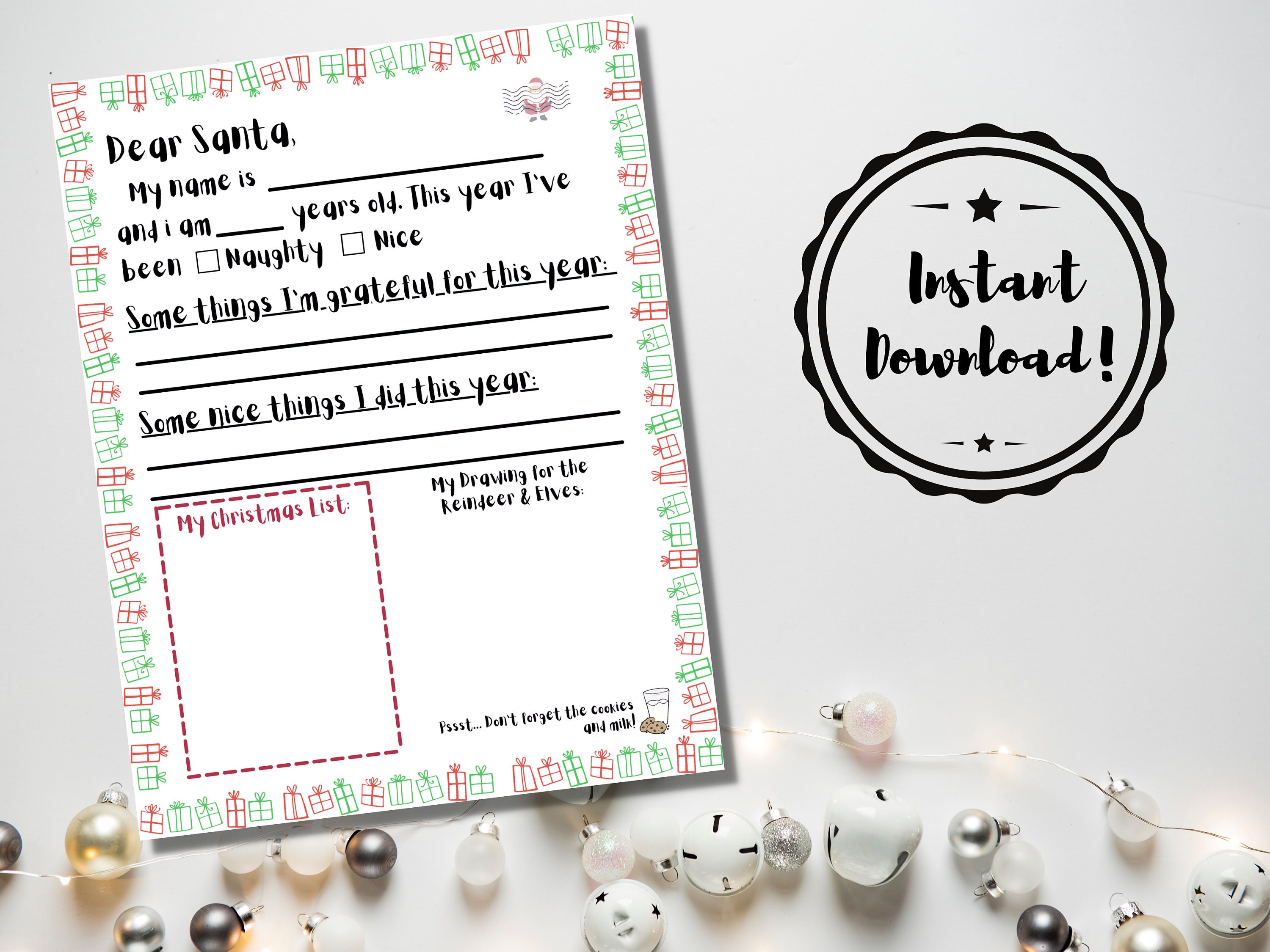 Kids Letter to Santa Instant Download Letter to Santa - Etsy