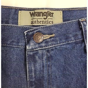 Vaqueros vintage Wrangler Carpenter de tiro alto, 33 x 32, lavado oscuro, pierna recta imagen 3