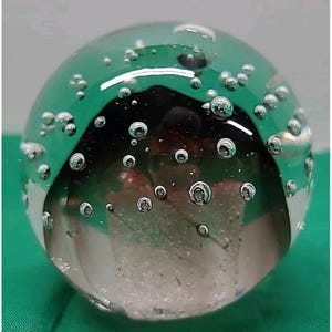 Vintage Art Hand  Blown Glass Controlled Bubble Paperweight Decor Unique Gift