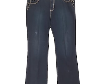 Vintage Baby Phat Jeans Womens Dk Wash Mid Rise Straight Leg Sz 20 Embroidered