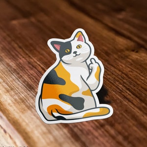 Cat Flipping Off Sticker, Funny Meme Sticker, Cat Mom, Cat Sticker, Waterproof Vinyl Sticker for Water Bottle, Hydroflask, Laptop