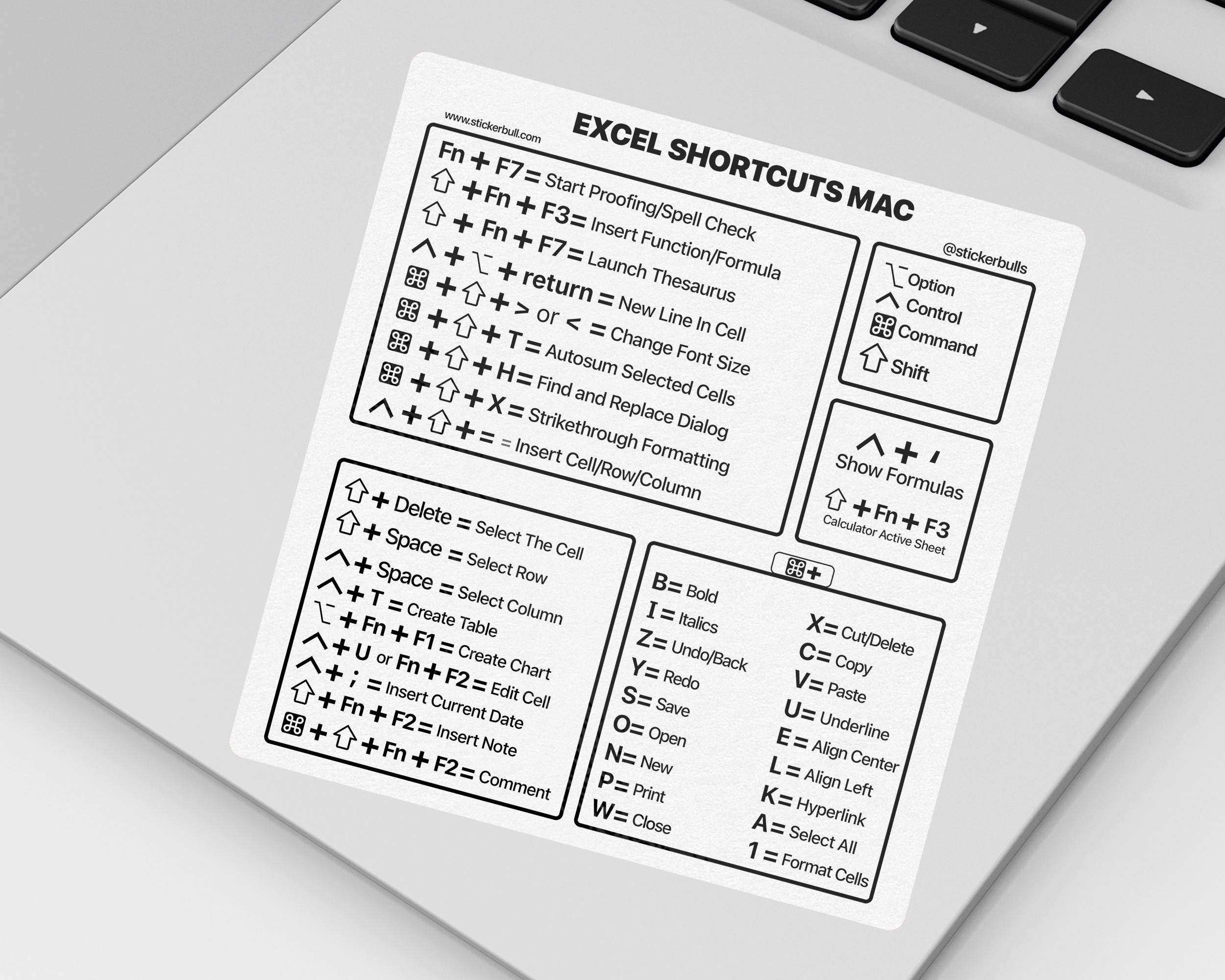 Sticker For Excel Mac Excel Shortcut Sticker M1, M2 & M3, MacBook Air Excel Shortcut ...