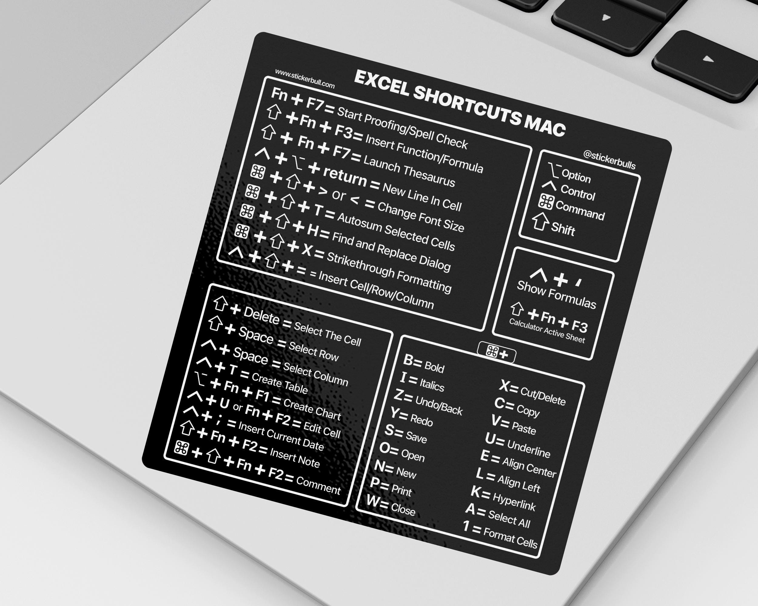 Excel Rv Sticker Mac Excel Shortcut Sticker M1, M2 & M3, MacBook Air Excel Shortcut ...