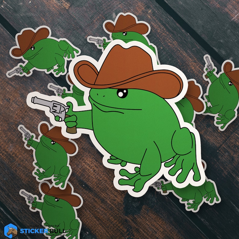 Cowboy Frog Sticker Cute Western Cowboy Frog, Funny Meme, (5 PACK) BOGO - Etsy