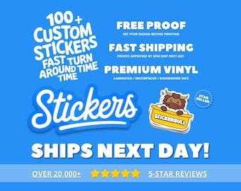 100 Custom Vinyl Stickers – Die Cut Photo Stickers, Next Day Shipping