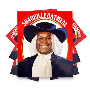 Pegatina de Shaquille Oatmeal, pegatinas de memes, pegatinas divertidas, pegatina de Shaquille O'Neal, pegatina de parodia, pegatina de parodia de Quaker Oats