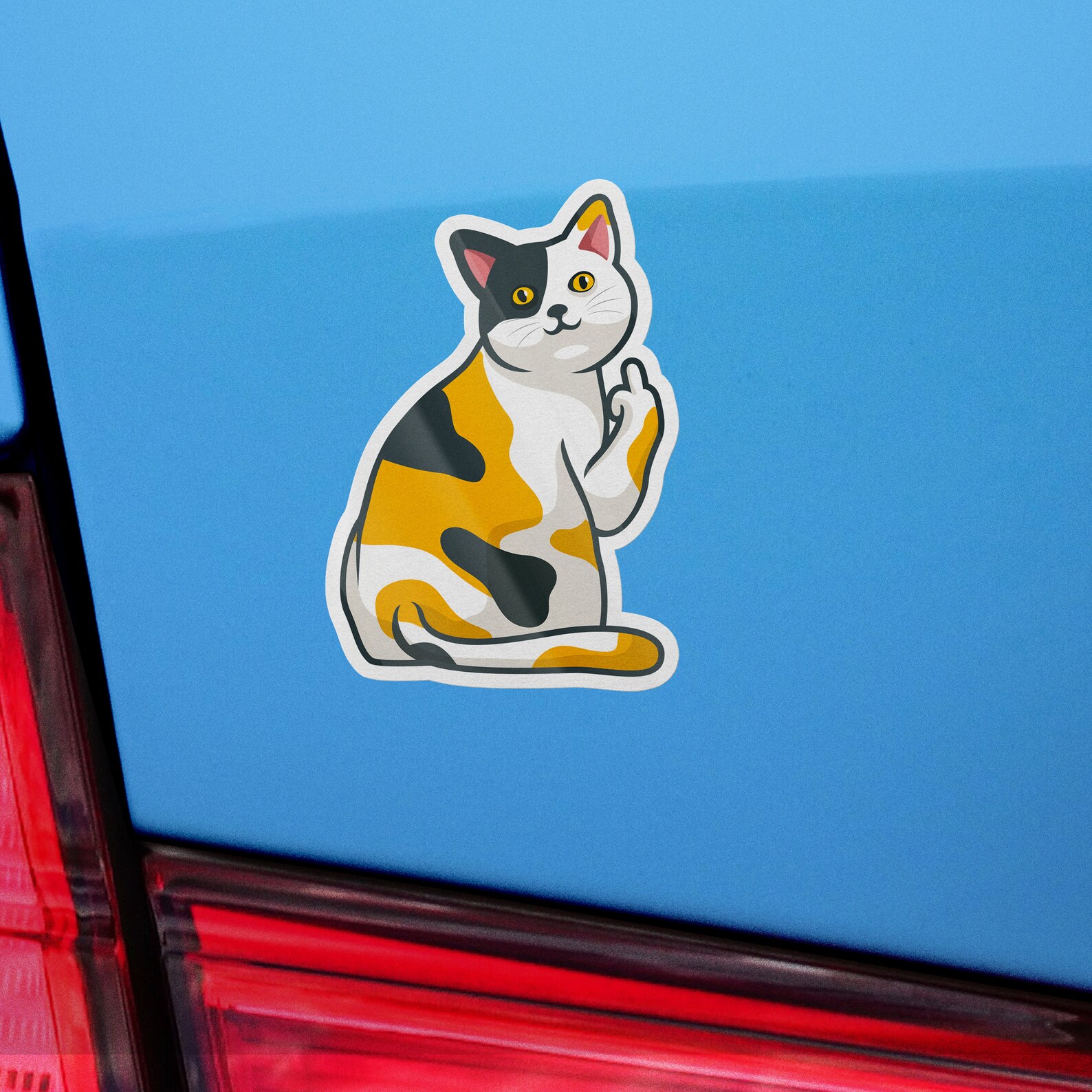Cat Flipping Off Sticker Funny Meme Sticker Cat Mom Cat Etsy