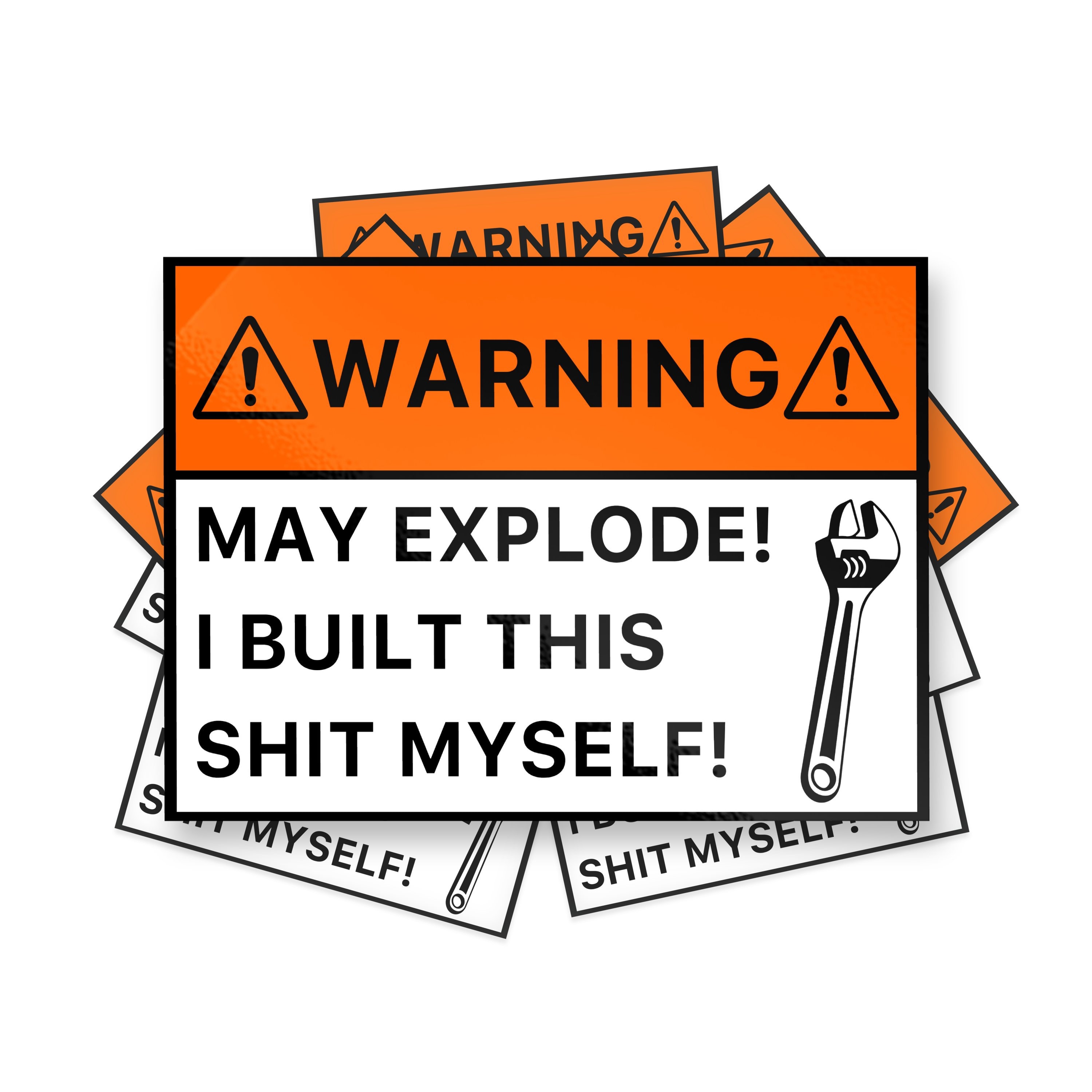 Warning Sticker, May Explode Sticker, Built This My Self, (5 PACK) BOGO ...
