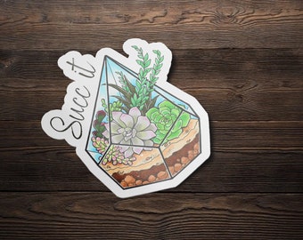 Succ It Sassy Succulent, Cute Succulent, Plant Waterproof Vinyl Sticker Decal for Laptop, Phone, Car. Hydroflask