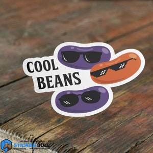 Cool Beans Sticker, Funny Bean Meme Sticker, Weatherproof Sticker for Car, Laptop, Phone, Hydroflask