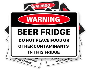 Autocollants d'avertissement pour réfrigérateur de bière, (PAQUET DE 5) BOGO