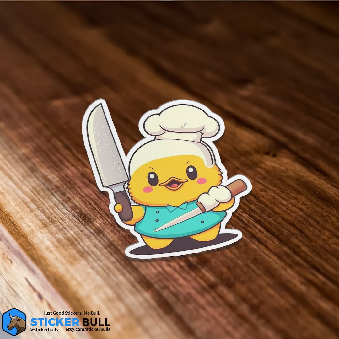 Duck Holding Knife Sticker Chef Duck Rubber Duck Sticker Etsy