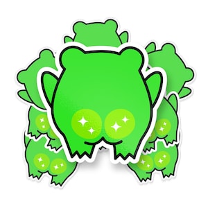 Frog Sticker, Cheeky Frog Sticker, Booty Frog Sticker, Cute Reptile Sticker, Waterproof Vinyl Sticker For Laptop and Hydroflask Meme Sticker