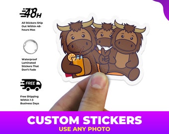 100 Custom Logo Stickers - Custom Decals, Next Day Shipping