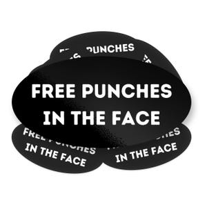 Free Punches In The Face Sticker, Free Punches, Funny Meme Sticker, Joke Bumper sticker, Waterproof Vinyl Car Window Sticker