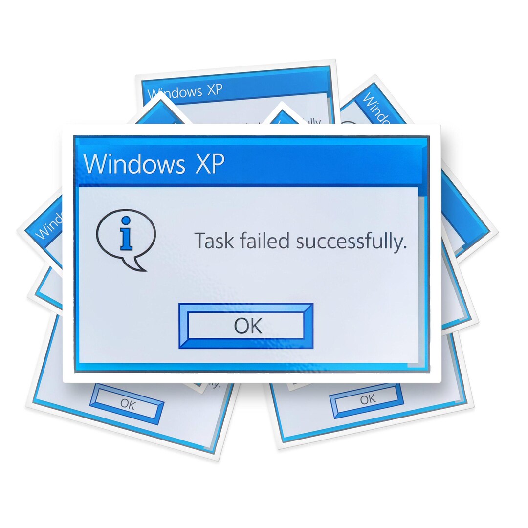 Windows XP Task Failed Successfully Sticker, Funny Meme, (5 PACK) BOGO ...