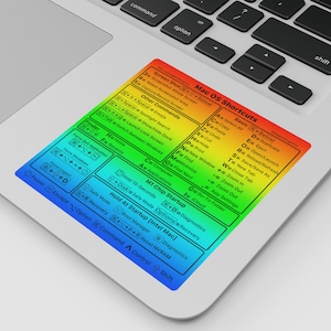 M1/Intel MacBook Pro Mac OS (Big Sur/Monterey) Rainbow Keyboard Shortcut Waterproof Vinyl Sticker No Sticky Residue