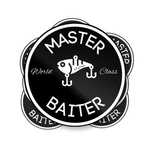 World Class Master Baiter Sticker, Fishing Sticker, Fishing Parody Sticker, Meme Sticker, Funny Parody Sticker, Boat Sticker, Tackle Boxes