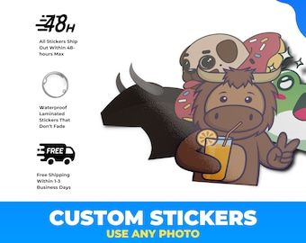 Custom Waterproof Vinyl Stickers, Personalized Labels, Die Cut