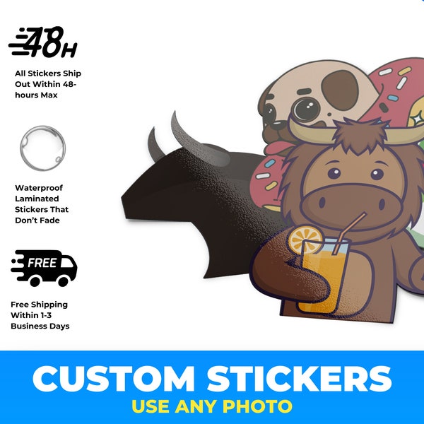 Custom Waterproof Vinyl Stickers, Personalized Labels, Die Cut
