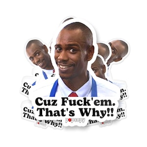 Dave Chappelle Sticker, Popcopy, Cuz F Em That's Why Sticker, Meme Sticker, Waterproof Vinyl Sticker For Waterbottle and Laptop