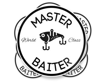 World Class Master Baiter Sticker, Fishing Sticker, Fishing Parody Sticker, Meme Sticker, Funny Parody Sticker, Boat Sticker, Tackle Boxes