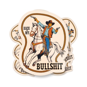 Sticker Back On My Bullshit, grappige vinylsticker cowboymeme, grappige cowboysticker voor laptop, sticker onzin, hydroflask, auto en vrachtwagens