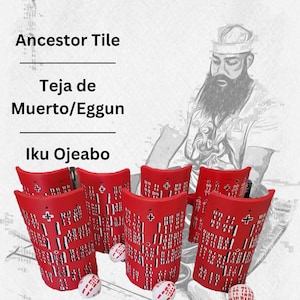 Egun Tile with Staff Teja de Eggun con baston Ifa Orula pagugu