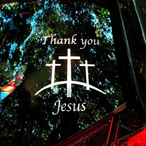 Thank you Jesus Decal | Vinyl decal | Decal for car | Religious decal | Christian decal | Catholic decal | Jesus decal | Cross decal | Gift