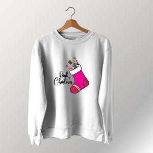 Personalized Pink Christmas Stocking Jumper, Organic Cotton Sweatshirt