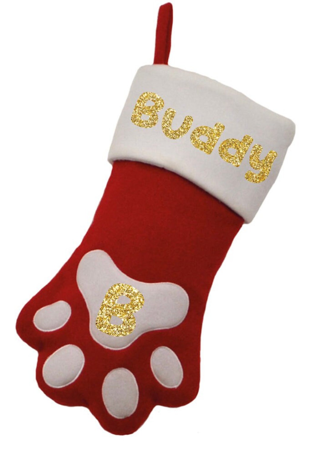 Personalised Pet Christmas Stocking With Initial Animal Paw Etsy
