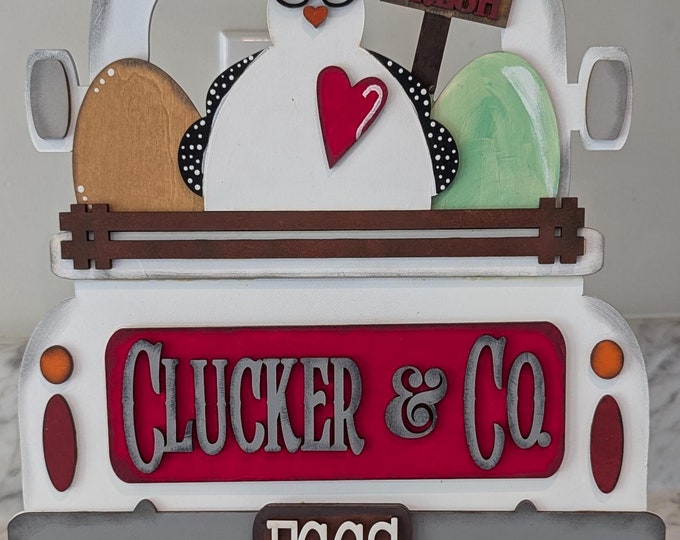 Clucker & Co | Chicken Decor | All Seasons Farmhouse Truck | Interchangeable Farmhouse Truck Starter | Mantle Decor | Home Decor
