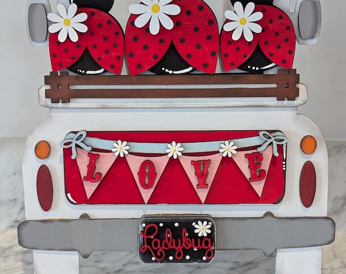 Ladybug Love | All Seasons Farmhouse Truck | Interchangeable Farmhouse Truck Starter | Mantle Decor | Home Decor