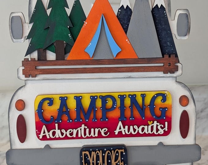 Camping | Camp Season | All Seasons Farmhouse Truck | Interchangeable Farmhouse Truck Starter | Mantle Decor | Home Decor
