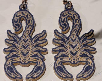 Blue & Gold Scorpion Earrings