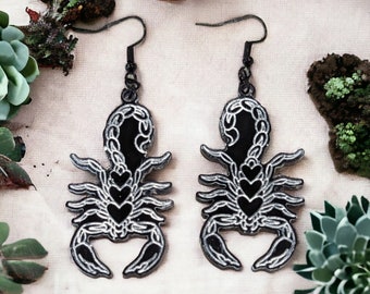 Black and White Scorpion Earrings