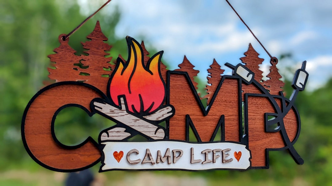 Camp Life Hanging Sign | Wooden Sign | Outdoor Sign | Sign for Camping ...