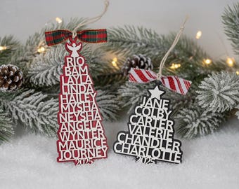 Personalized Tree Name Ornament, Family Gift Idea, Christmas Ornaments
