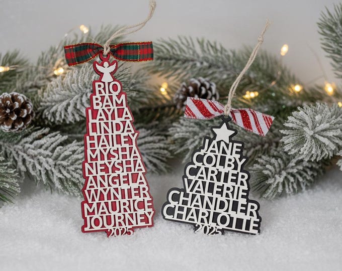 Personalized Tree Name Ornament, Family Gift Idea, Christmas Ornaments