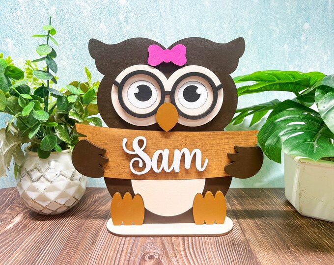 Personalized Owl Name Stand | Adorable Room Decor | Free Personalization | Customize Name | Girl or Boy | With or Without Bow