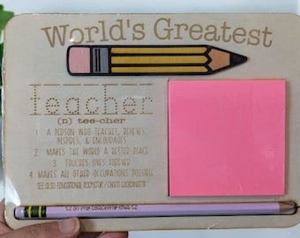 Personalized Teacher Gift | Post it notepad and pencil set | Ticonderoga Pencils | Back to School Gift | Holiday Gift