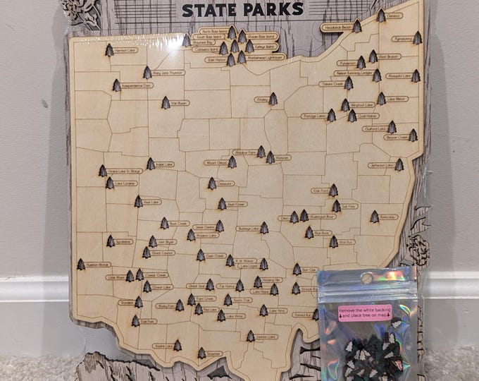 Ohio State Park Map Tracking | Track your park visits across Ohio state parks | Free Shipping