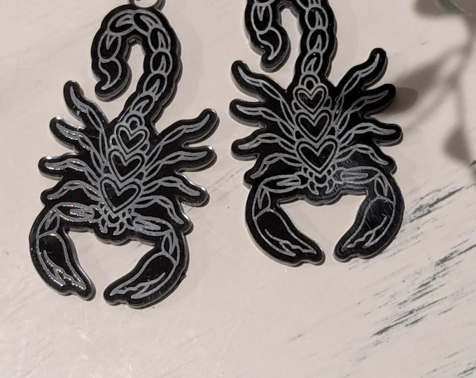 Black & White Acrylic Scorpion Earrings