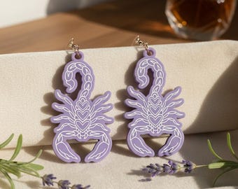 Purple & White Scorpion Earrings