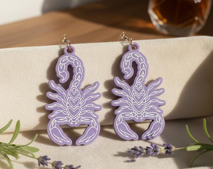 Purple & White Scorpion Earrings